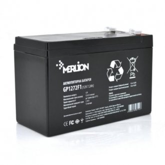 Аккумуляторная батарея merlion agm gp1272f1 12 v 7,2 ah (150 x 65 x 95 (100)) black q10 Transkompani 6007