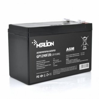 Аккумуляторная батарея merlion agm gp1290f2b 12 v 9 ah (150 x 65 x 95 (100)) black q10/480 Transkompani 6010 (фото 1)