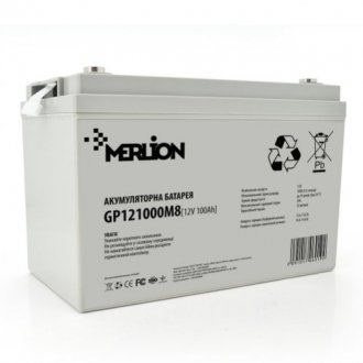 Аккумуляторная батарея merlion agm gp121000m8 12 v 100 ah (329 x 172 x 218) white q36 Transkompani 6019