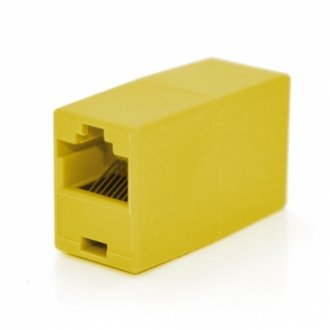 З'єднувач rj45 8p8c мама/мама rj45 для з'єднання кабелю, жовтий, q100 Transkompani 6185 (фото 1)