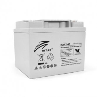 Аккумуляторная батарея agm ritar ra12-40, grey case, 12v 40.0ah (198 x166 x 169) q1 Transkompani 6239 (фото 1)