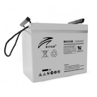 Акумуляторна батарея agm ritar ra12-60, grey case, 12v 60.0ah (260 x 169 x 211 (218) q1 Transkompani 6240