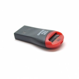 Кардидер зовнішній usb 2.0, формат microSD, пластик, black/red, (техпакет) Transkompani 6259 (фото 1)