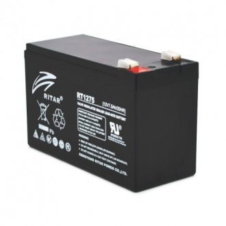 Акумуляторна батарея agm ritar rt1275b, black case, 12v 7.5ah (151 х 65 х 94 (100) q10 Transkompani 8221 (фото 1)