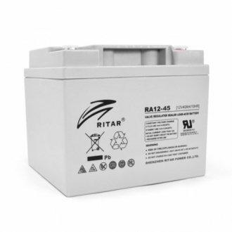 Акумуляторна батарея agm ritar ra12-45, grey case, 12v 45.0ah (198 x 166 x169) q1 Transkompani 8223 (фото 1)