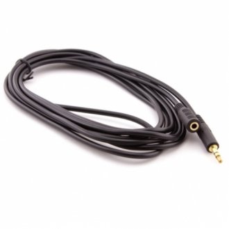 Подовжувач audio dc3.5 тато-мама 1.5м, gold stereo jack, (круглий) black cable, пакет q500 Transkompani 853