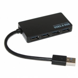 Хаб usb 3.0, 4 порта, плоский, черный, поддержка до 2tb, кабель 0,14м, блистер Transkompani 8645 (фото 1)
