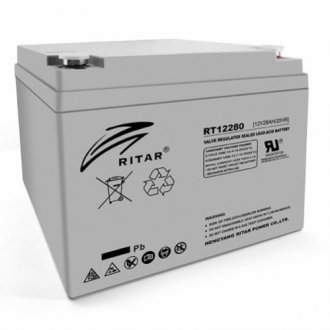 Аккумуляторная батарея agm ritar rt12280, grey case, 12v 28ah (166х178х125) q2 Transkompani 9092 (фото 1)