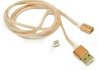Магнітний кабель usb 2.0/micro, 1m, 2а, індикатор заряду, обплетення тканини, знімач, gold, blister (під наконечник 8751) Transkompani 9165 (фото 1)