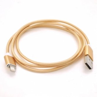 Магнитный кабель usb 2.0/lighting, 1m, 2а, индикатор заряда, оплетка ткани, съемник, gold, blister (под наконечник 1938) Transkompani 9166 (фото 1)