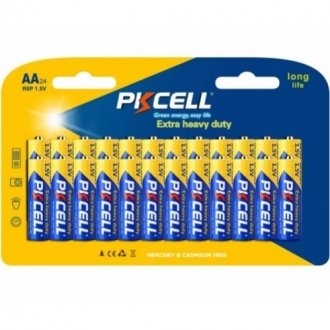 Батарейка солевая pkcell 1.5v aa/r6, 24 штуки в блистере цена за блистер, q12 Transkompani 9310 (фото 1)