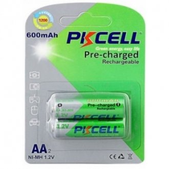 Акумулятор pkcell 1.2v aa 600mah nimh already charged, 2 штуки в блістері ціна за блістер, q12 Transkompani 9320 (фото 1)