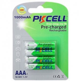Аккумулятор pkcell 1.2v aaa 1000mah nimh already charged, 4 штуки в блистере цена за блистер, q12 Transkompani 9323 (фото 1)