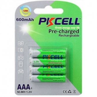 Аккумулятор pkcell 1.2v aaa 600mah nimh already charged, 4 штуки в блистере цена за блистер, q12 Transkompani 9325