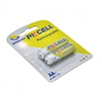 Акумулятор pkcell 1.2v aa 2600mah nimh rechargeable battery, 2 штуки в блістері ціна за блістер, q12 Transkompani 9328 (фото 1)