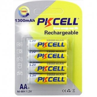 Акумулятор pkcell 1.2v aa 1300mah nimh rechargeable battery, 4 штуки в блістері ціна за блістер, q12 Transkompani 9333 (фото 1)