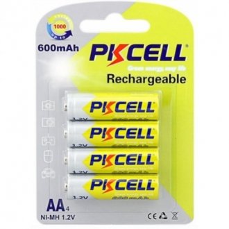 Акумулятор pkcell 1.2v aa 600mah nimh rechargeable battery, 4 штуки в блістері ціна за блістер, q12 Transkompani 9335 (фото 1)
