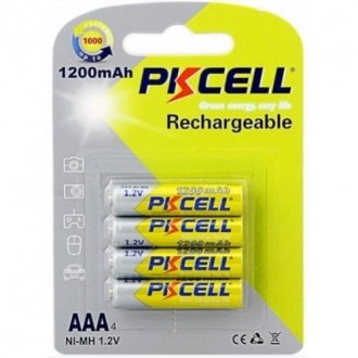 Акумулятор pkcell 1.2v aaa 1200mah nimh rechargeable battery, 4 штуки в блістері ціна за блістер, q12 Transkompani 9338 (фото 1)