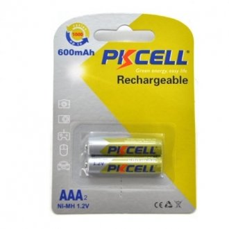 Акумулятор pkcell 1.2v aaa 600mah nimh rechargeable battery, 2 штуки в блістері ціна за блістер, q12 Transkompani 9341