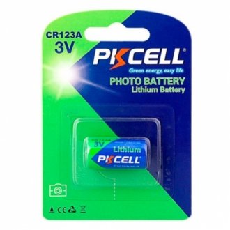 Батарейка літієва pkcell 3v cr123a lithium manganese battery ціна за блист, q8/96 Transkompani 9346