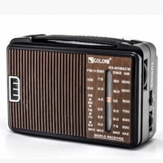 Радиоприемник golon rx-608, led, 2x3w, fm радио, корпус пластмасс, black, box Transkompani 9704