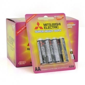 Батарейка super heavy duty mitsubishi 1.5v aa/r6pu, 4pcs/card, 48pcs/inner box, 576pcs/ctn Transkompani 9711