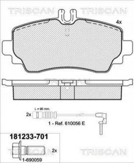 Комплект тормозных колодок, дисковый тормоз TRISCAN 8110 23022 (фото 1)