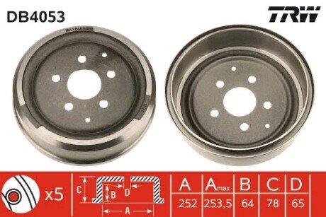 Тормозной барабан TRW DB4053