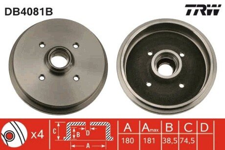 Тормозной барабан TRW DB4081B