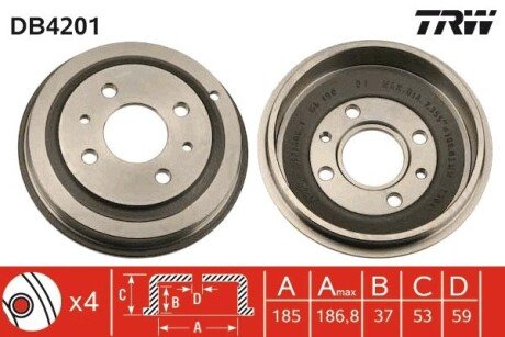 Тормозной барабан TRW DB4201