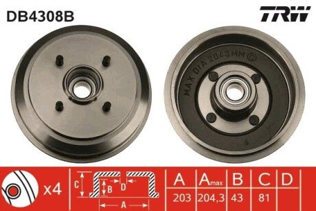 Тормозной барабан TRW DB4308B