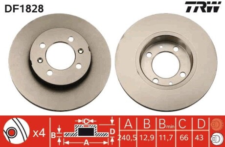 Тормозные диски TRW DF1828 (фото 1)