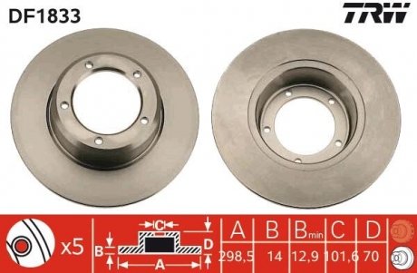 Тормозные диски TRW DF1833 (фото 1)
