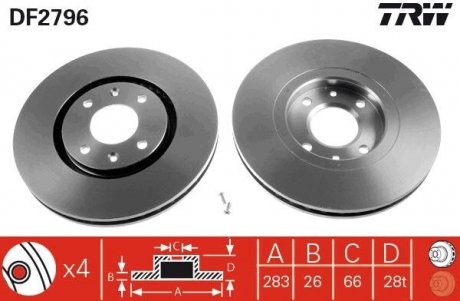 Тормозные диски TRW DF2796 (фото 1)