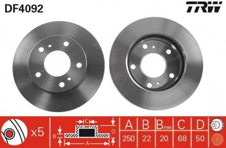 Тормозные диски TRW DF4092 (фото 1)