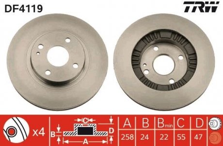 Тормозные диски TRW DF4119 (фото 1)