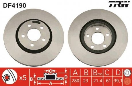 Тормозные диски TRW DF4190 (фото 1)