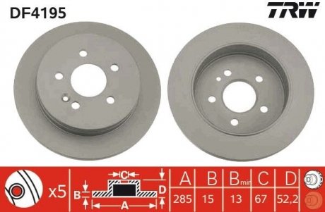 Тормозные диски TRW DF4195 (фото 1)