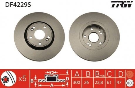 Тормозной диск TRW DF4229S (фото 1)