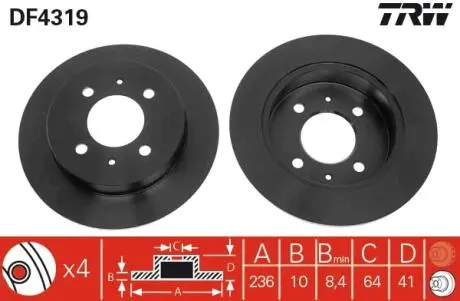 Диск гальмівний TRW DF4319