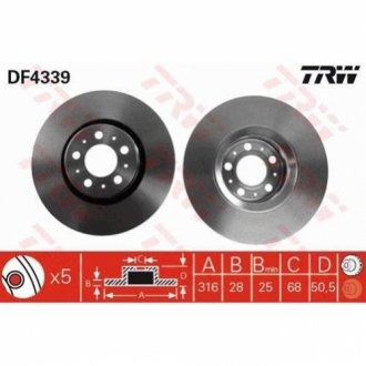 Гальмівний диск TRW DF4339