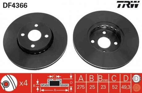 Тормозные диски TRW DF4366 (фото 1)