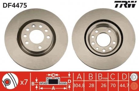 Тормозные диски TRW DF4475 (фото 1)