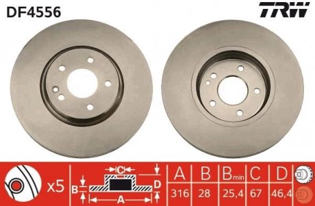 Тормозные диски TRW DF4556 (фото 1)