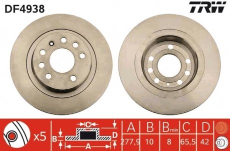 Тормозные диски TRW DF4938 (фото 1)