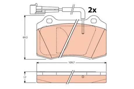 Комплект гальмівних колодок, дискове гальмо TRW GDB1191