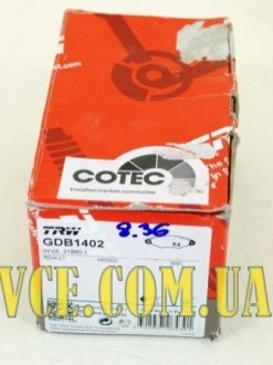 Комплект тормозных колодок, дисковый тормоз TRW GDB1402 (фото 1)