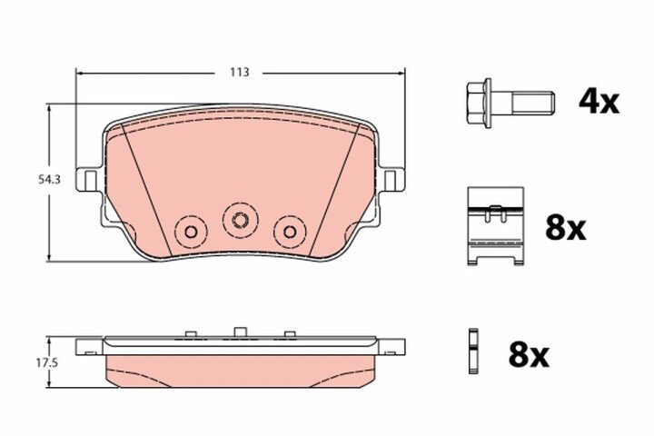 Тормозные колодки дисковые MERCEDES A/B/CLA/GLA R 18 TRW GDB2331 (фото 1)