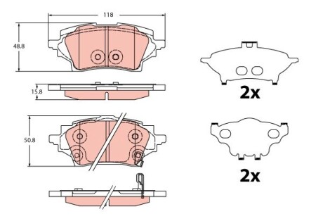 Тормозные колодки дисковые TOYOTA Corolla/Yaris Cross "R" 19>> TRW GDB2344 (фото 1)