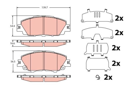 Тормозные колодки дисковые TOYOTA Corolla/Yaris Cross "F" 18>> TRW GDB2394